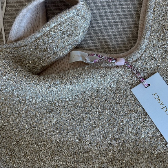 NWT LoveShackFancy Sarajane Sequin Stretch Knit Mini Dress Honey Gold Holiday - Picture 7 of 16